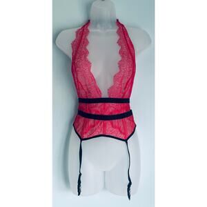 Victoria's Secret Lingerie Red and Black Halter Small